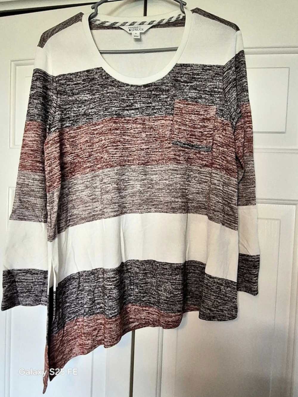 Market & Spruce Color Block Long Sleeve Top Size Medium